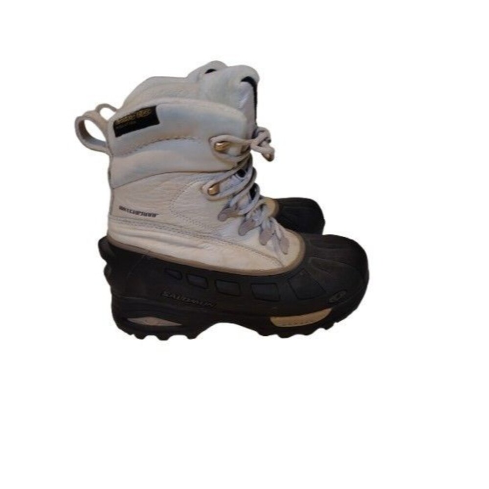 Salomon Thinsulate Ultra Waterproof Snow Boots Womens Size 6 Beige Leather...